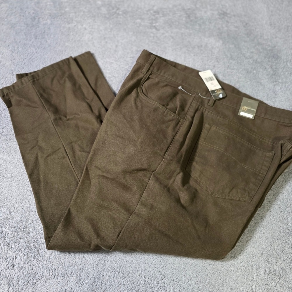 Henry Cottons Mens 38x30 Canvas Trousers Olive Brown Straight Leg Workwear Pants